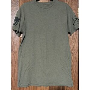 Grunt Style Mens T Shirt USA Flag Short Sleeve Crew Neck Olive Green Size M